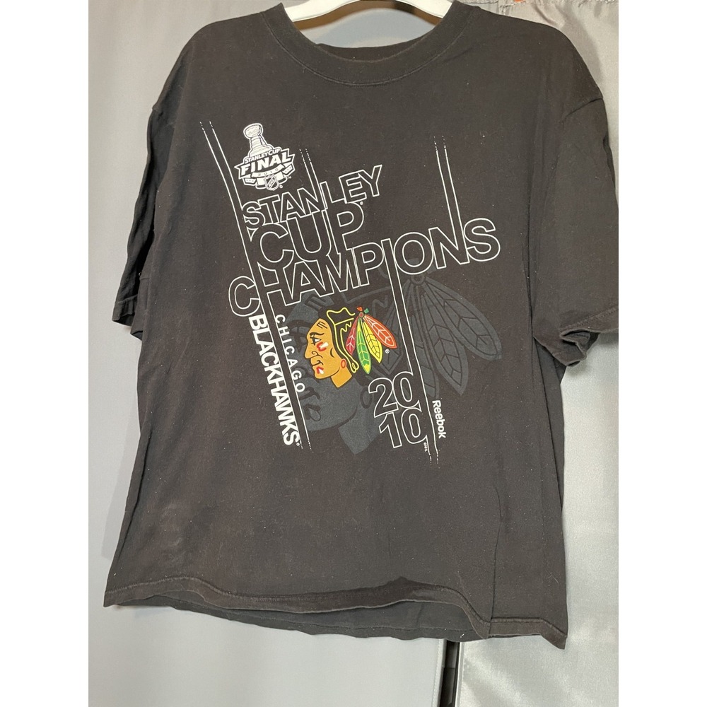Chicago Blackhawks 2010 Stanley Cup Champions Shirt XL Men's Reebok NHL Black